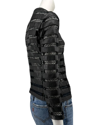 Armani Collezioni Leather & Lace Jacket - Size US 2