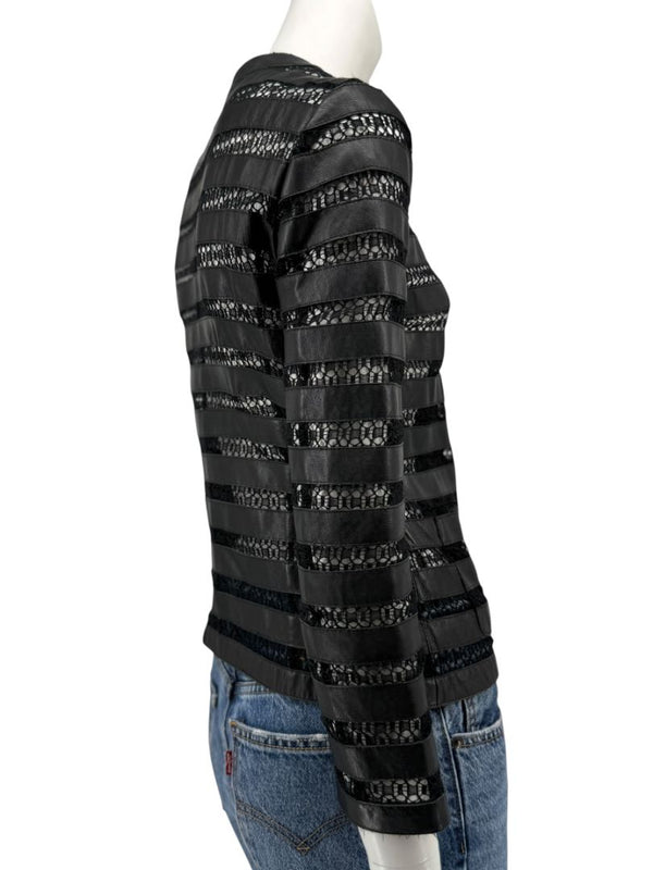 Armani Collezioni Leather & Lace Jacket - Size US 2