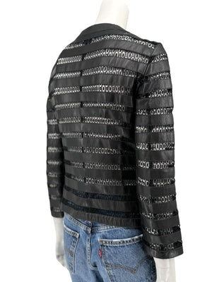 Armani Collezioni Leather & Lace Jacket - Size US 2