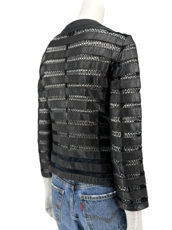 Armani Collezioni Leather & Lace Jacket - Size US 2