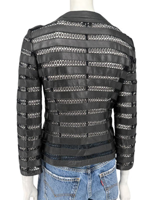 Armani Collezioni Leather & Lace Jacket - Size US 2
