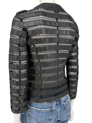 Armani Collezioni Leather & Lace Jacket - Size US 2