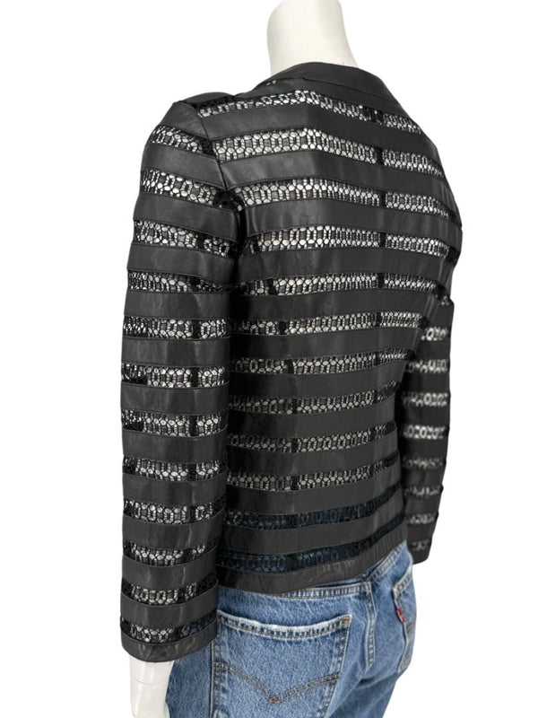 Armani Collezioni Leather & Lace Jacket - Size US 2