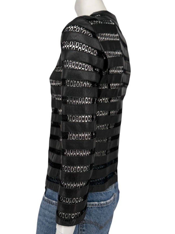 Armani Collezioni Leather & Lace Jacket - Size US 2