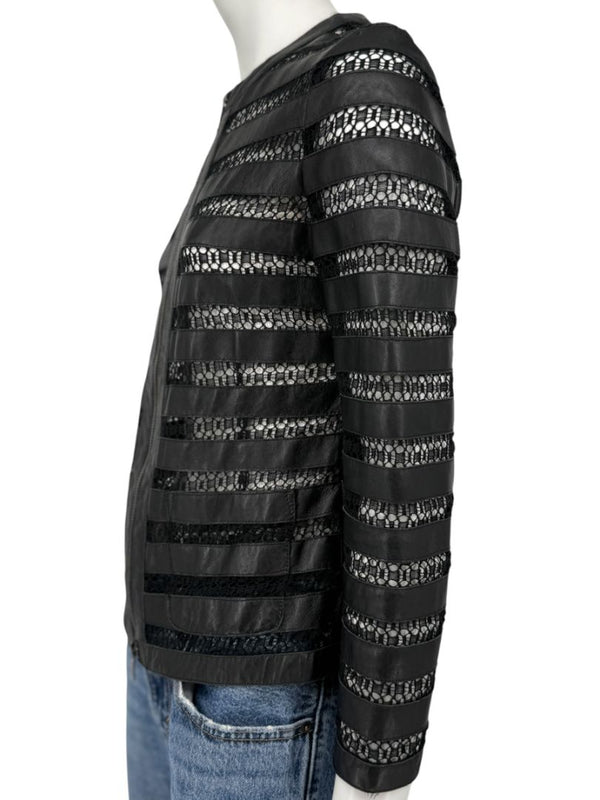 Armani Collezioni Leather & Lace Jacket - Size US 2
