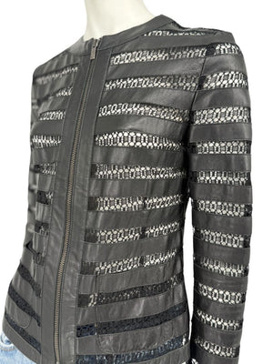 Armani Collezioni Leather & Lace Jacket - Size US 2