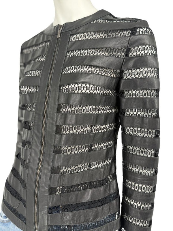 Armani Collezioni Leather & Lace Jacket - Size US 2
