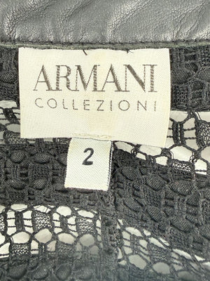 Armani Collezioni Leather & Lace Jacket - Size US 2