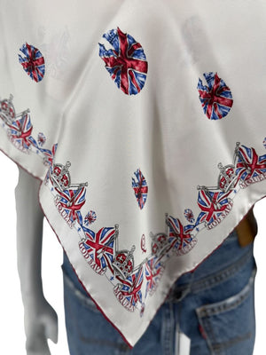 Alexander McQueen "God Save McQueen" Union Jack Skull Silk Scarf Shawl – Ivory Multi – 135cm x 135cm