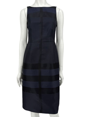 Burberry London Navy Shadow Check Sheath Dress – Size US 6 / IT 40