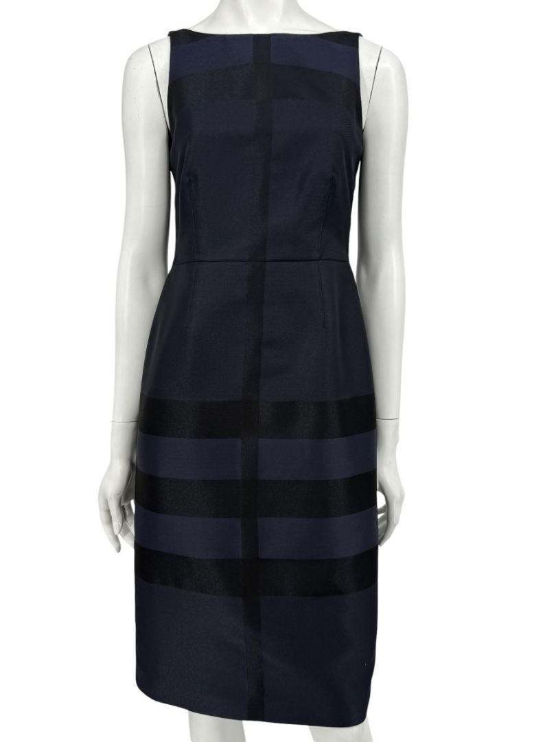 Burberry London Navy Shadow Check Sheath Dress – Size US 6 / IT 40