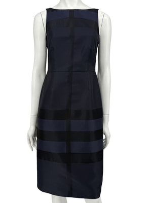 Burberry London Navy Shadow Check Sheath Dress – Size US 6 / IT 40