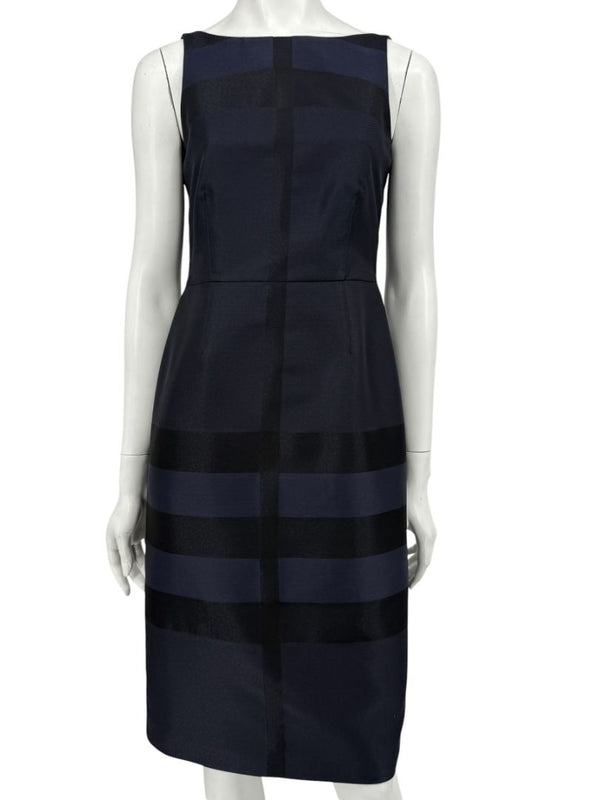 Burberry London Navy Shadow Check Sheath Dress – Size US 6 / IT 40