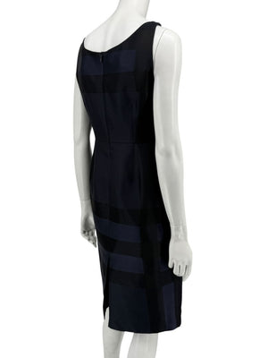 Burberry London Navy Shadow Check Sheath Dress – Size US 6 / IT 40