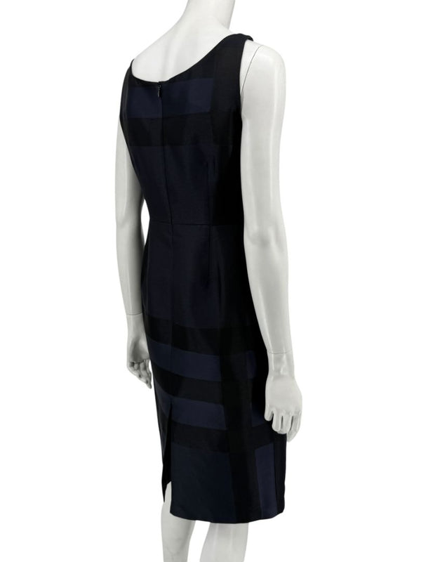 Burberry London Navy Shadow Check Sheath Dress – Size US 6 / IT 40