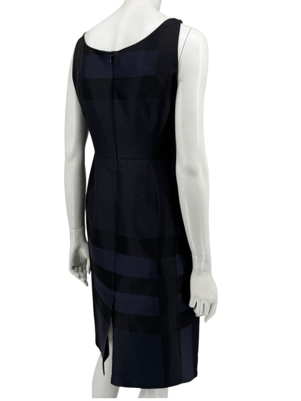 Burberry London Navy Shadow Check Sheath Dress – Size US 6 / IT 40
