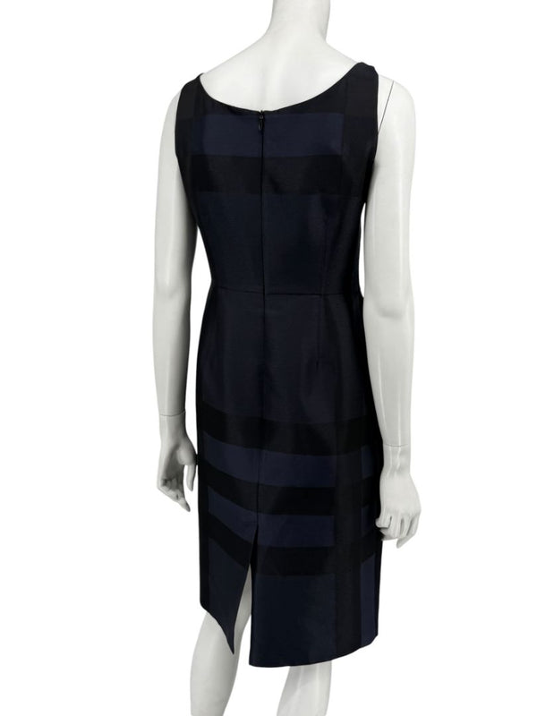 Burberry London Navy Shadow Check Sheath Dress – Size US 6 / IT 40