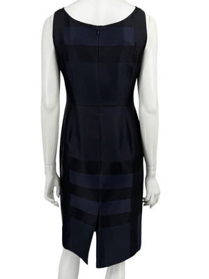 Burberry London Navy Shadow Check Sheath Dress – Size US 6 / IT 40