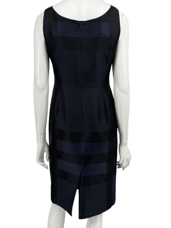 Burberry London Navy Shadow Check Sheath Dress – Size US 6 / IT 40