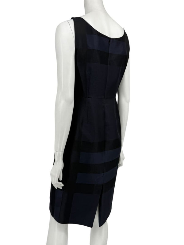 Burberry London Navy Shadow Check Sheath Dress – Size US 6 / IT 40