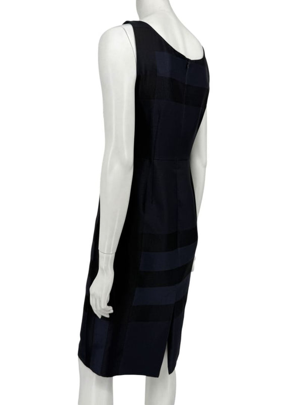 Burberry London Navy Shadow Check Sheath Dress – Size US 6 / IT 40