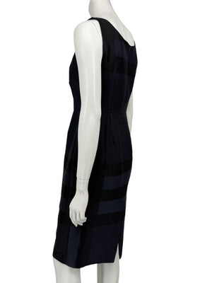 Burberry London Navy Shadow Check Sheath Dress – Size US 6 / IT 40