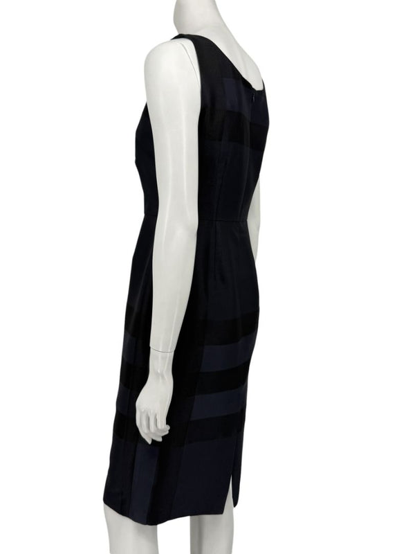 Burberry London Navy Shadow Check Sheath Dress – Size US 6 / IT 40