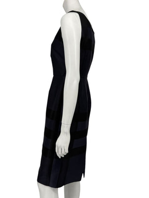 Burberry London Navy Shadow Check Sheath Dress – Size US 6 / IT 40