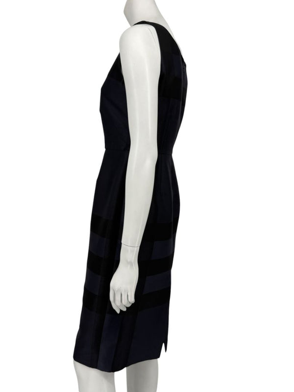 Burberry London Navy Shadow Check Sheath Dress – Size US 6 / IT 40