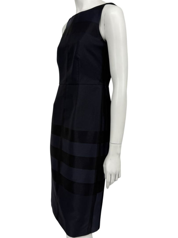 Burberry London Navy Shadow Check Sheath Dress – Size US 6 / IT 40