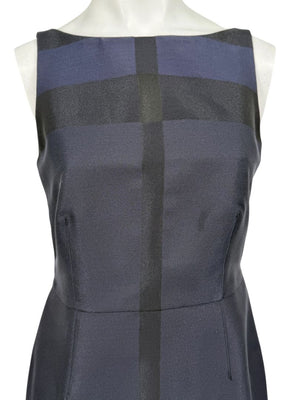 Burberry London Navy Shadow Check Sheath Dress – Size US 6 / IT 40