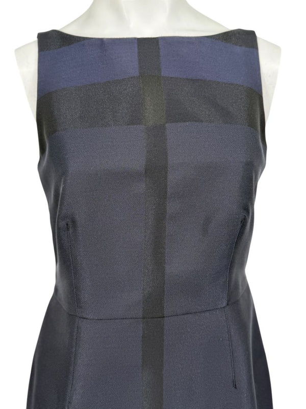 Burberry London Navy Shadow Check Sheath Dress – Size US 6 / IT 40