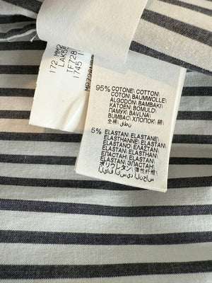 Brunello Cucinelli Gray & White Vertical Stripe Embroidered Collar Shirt – Size XL