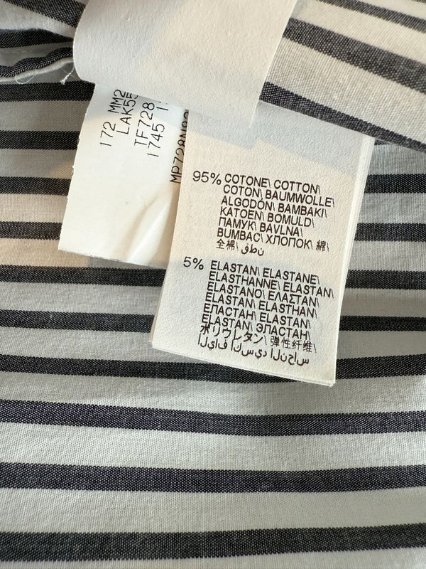 Brunello Cucinelli Gray & White Vertical Stripe Embroidered Collar Shirt – Size XL