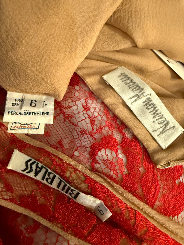Bill Blass Red Lace Sheer Gown – Size 6