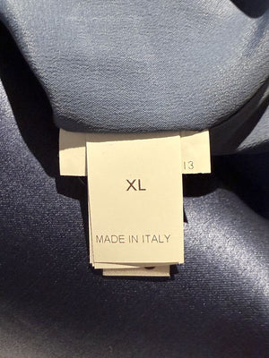 Brunello Cucinelli Navy Silk Shift Dress with Contrast Trim – Size XL- NEW