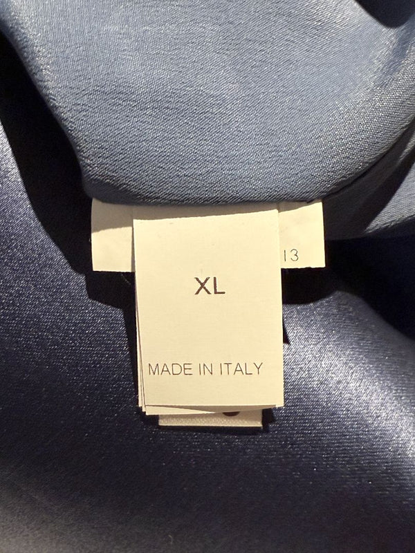 Brunello Cucinelli Navy Silk Shift Dress with Contrast Trim – Size XL- NEW