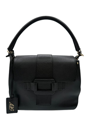Roger Vivier Pilgrim De Jour Pebbled Leather Saddle Bag – Black