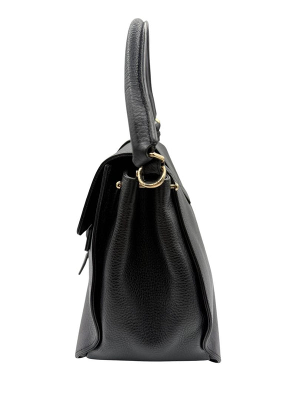 Roger Vivier Pilgrim De Jour Pebbled Leather Saddle Bag – Black