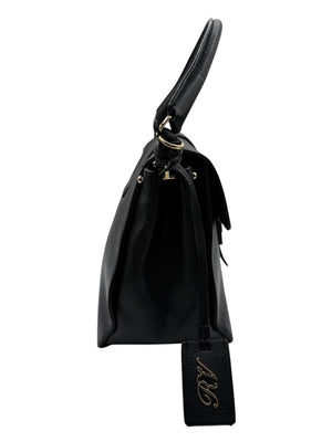Roger Vivier Pilgrim De Jour Pebbled Leather Saddle Bag – Black