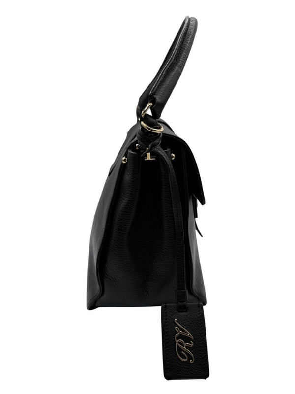 Roger Vivier Pilgrim De Jour Pebbled Leather Saddle Bag – Black