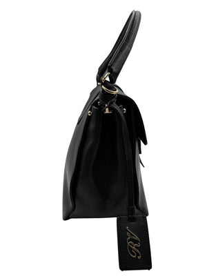 Roger Vivier Pilgrim De Jour Pebbled Leather Saddle Bag – Black
