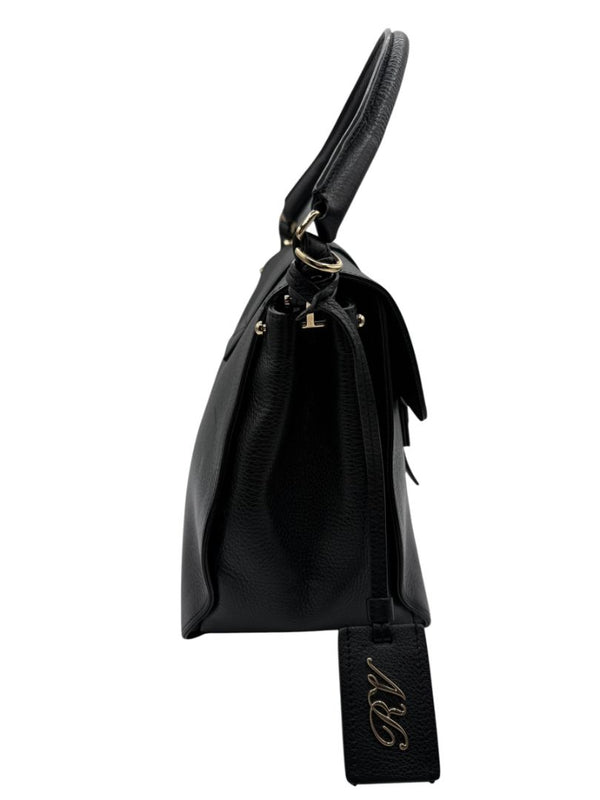Roger Vivier Pilgrim De Jour Pebbled Leather Saddle Bag – Black