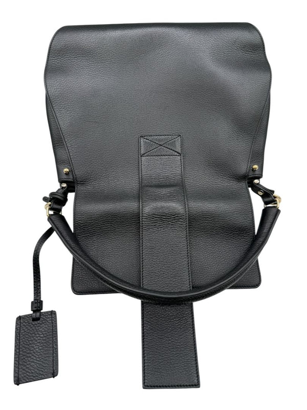 Roger Vivier Pilgrim De Jour Pebbled Leather Saddle Bag – Black