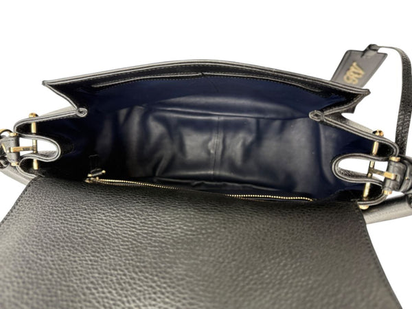Roger Vivier Pilgrim De Jour Pebbled Leather Saddle Bag – Black