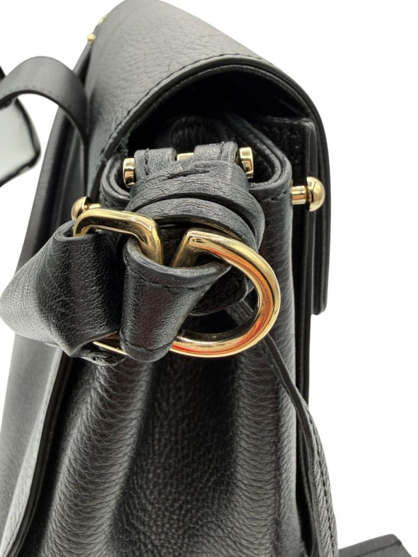 Roger Vivier Pilgrim De Jour Pebbled Leather Saddle Bag – Black