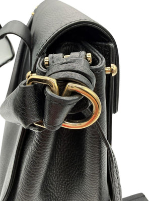 Roger Vivier Pilgrim De Jour Pebbled Leather Saddle Bag – Black
