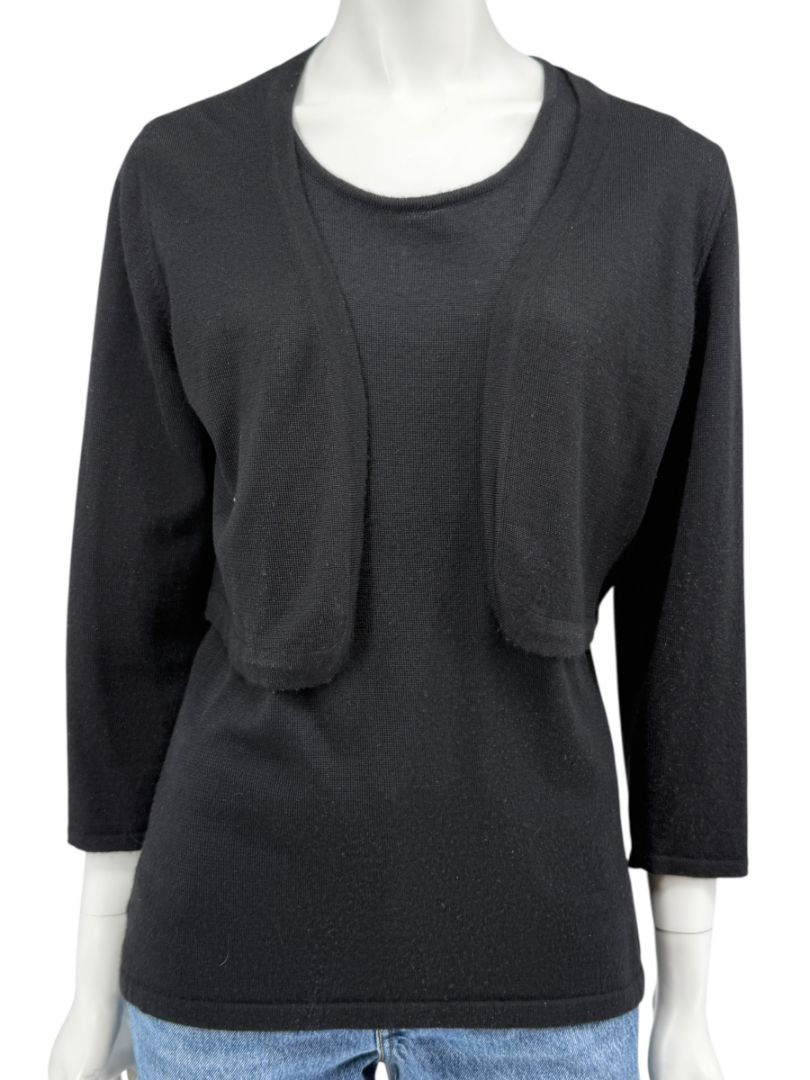 Oscar de la Renta Black Cashmere & Silk Twin Set – Size L