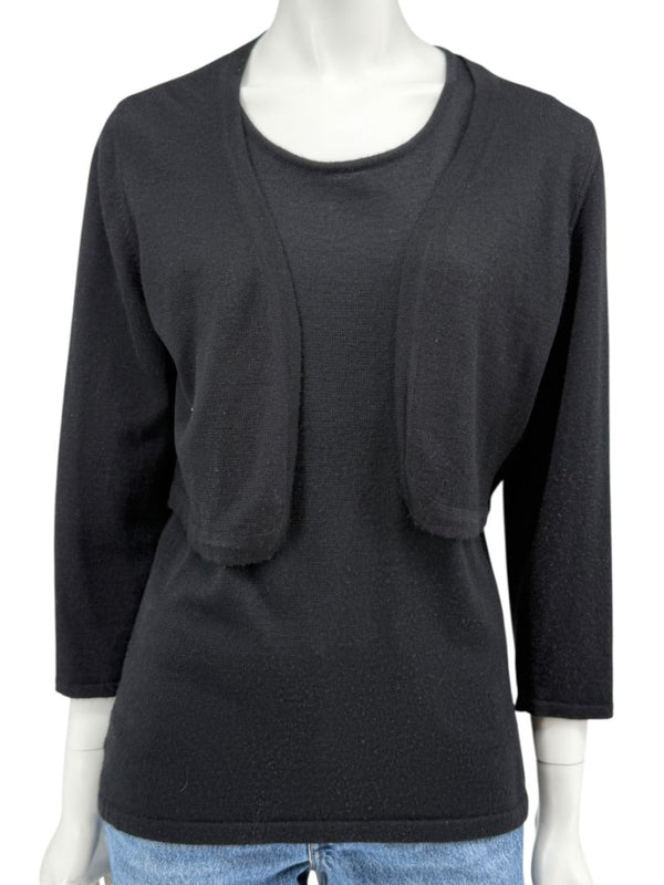 Oscar de la Renta Black Cashmere & Silk Twin Set – Size L