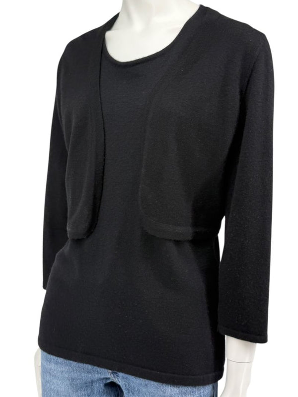 Oscar de la Renta Black Cashmere & Silk Twin Set – Size L